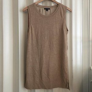 Tommy Hilfiger Long Ramie Knit Two Fabric Tank Top Medium Sand